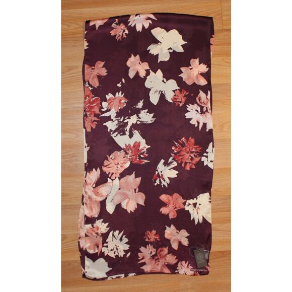 Vince Camuto Brushed Floral 100% Silk 72" x 18" Oblong Scarf #VC2490 - Picture 2 of 2